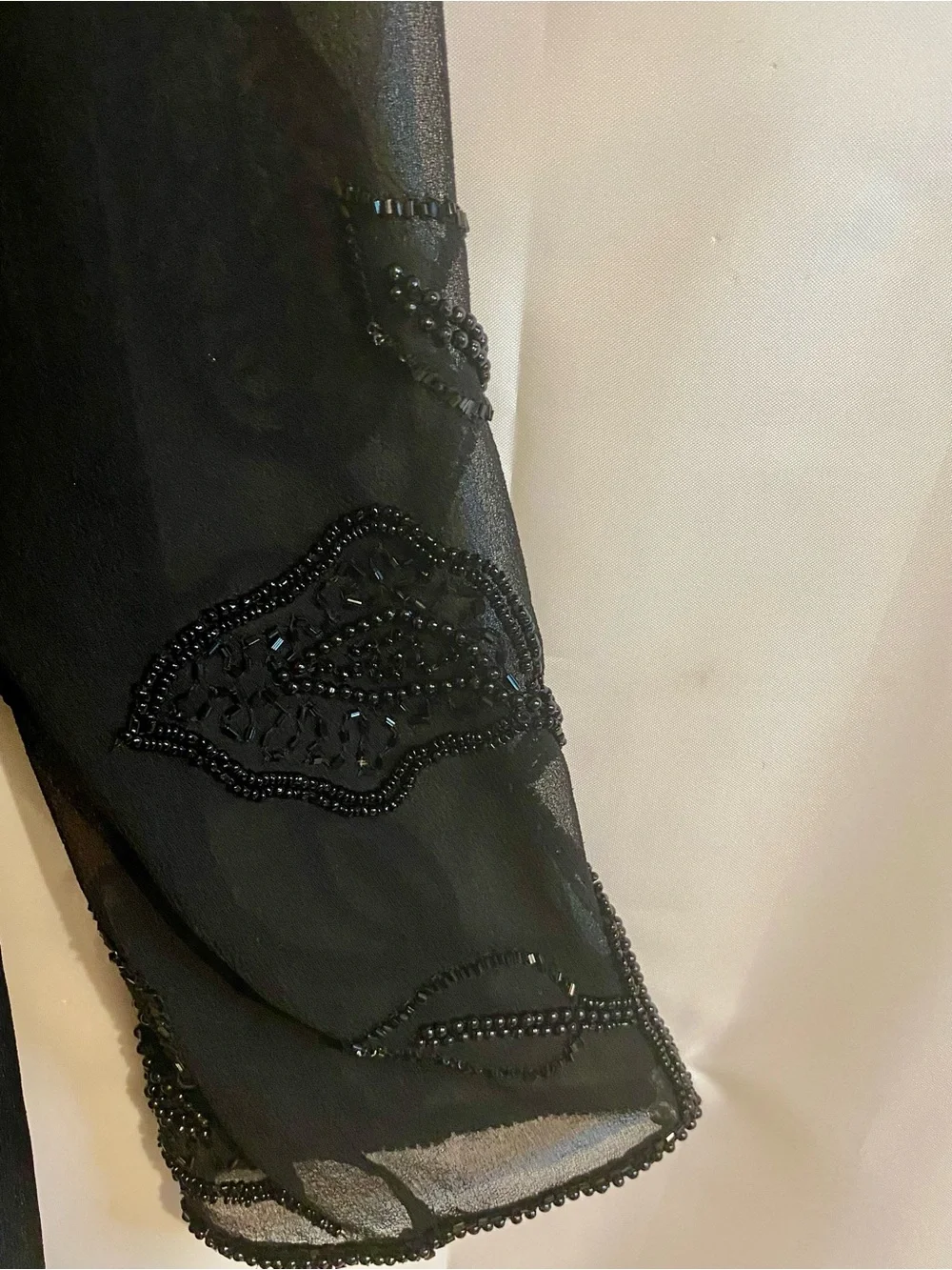 Sheer Long Black Evening Kimono Cover Up- Women